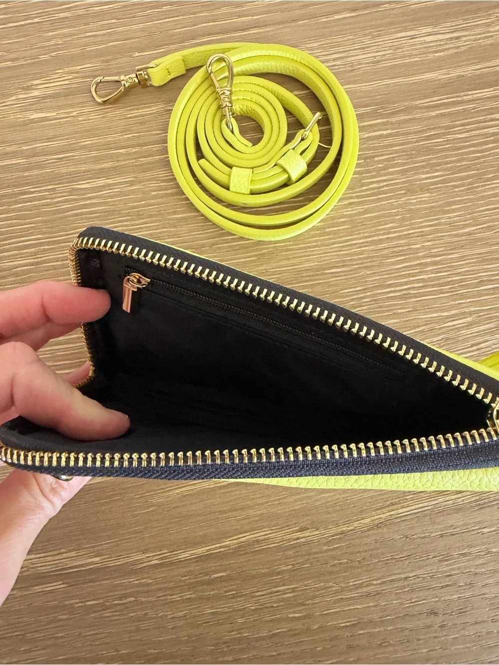 Bandolier Neon Lime Zip Wallet Crossbody with Strap - Picture 3 of 3